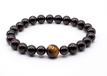 LUXURY JEWELLERY SEMI-PRECIOUS GEMSTONE BRACELETS  GARNET TIGERS EYE