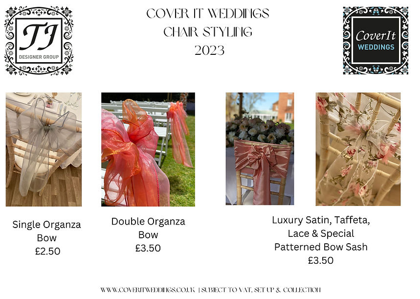 Chair styling fabrics Organza sashes,Satin,Taffeta,Lace and special patterned sashes