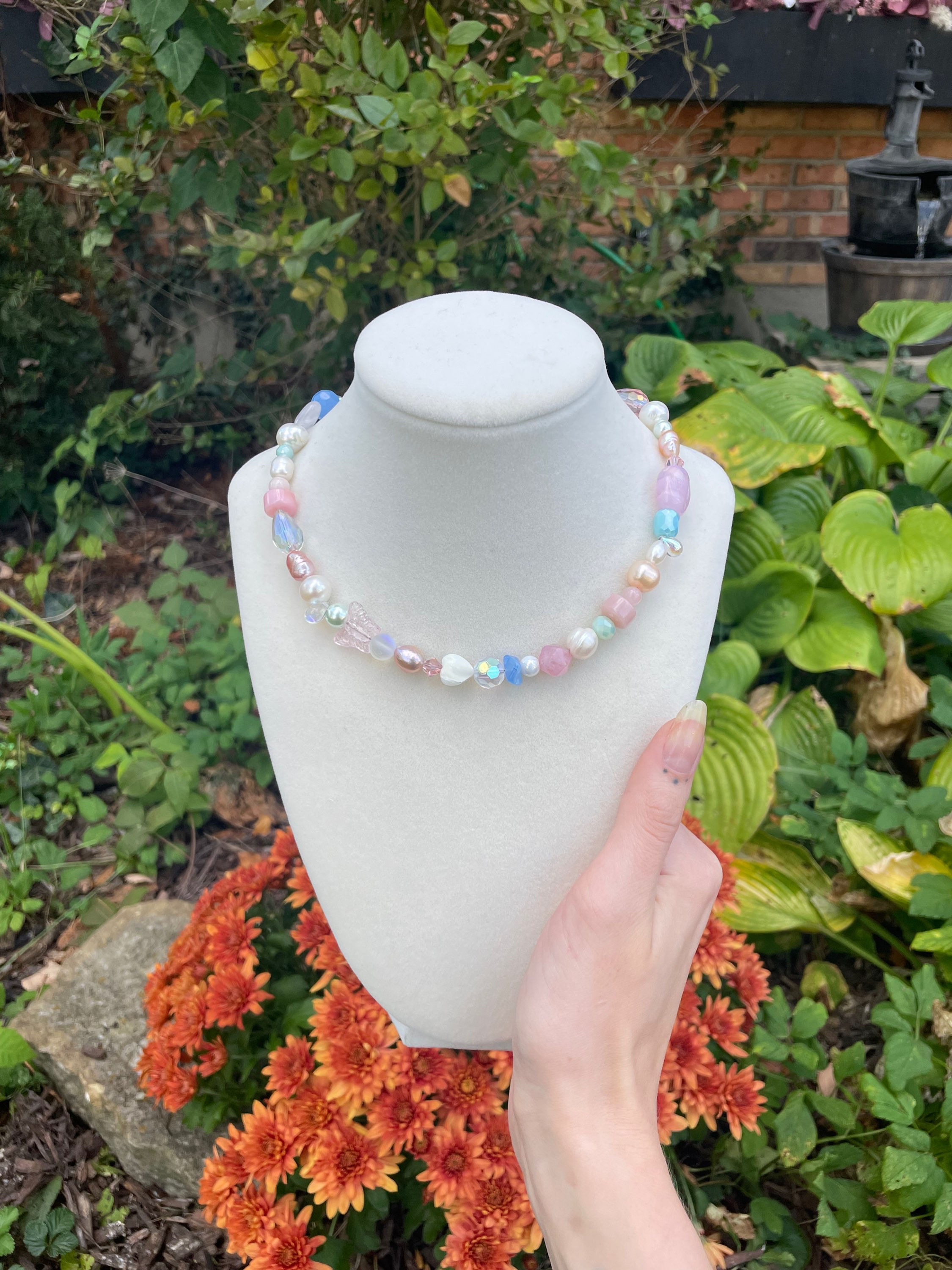 Pastel bead soup necklace 