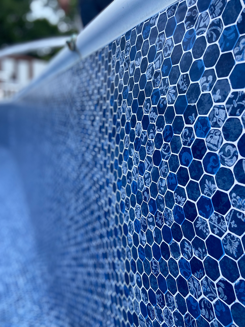 Blue hexagonal vinyl pool liner