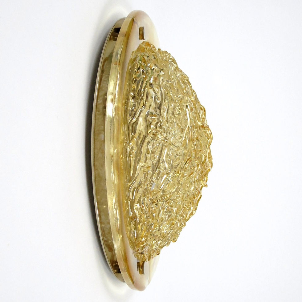 Thumbnail: Set of 2 Italian brass and glass wall lamps