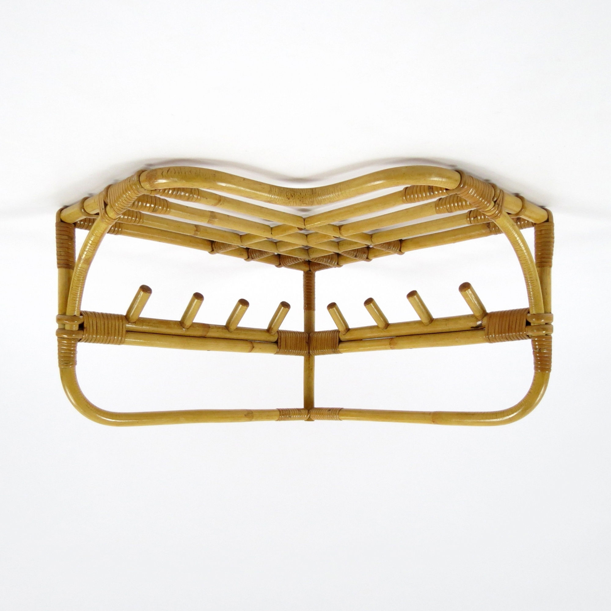 Bamboo and rattan coat rack