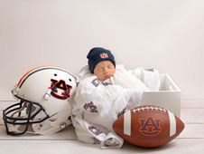 Newborn baby boy studio photography Auburn Fan session in Defuniak Springs FL