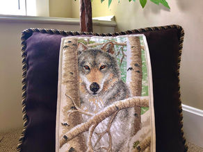 Embroidered Wolf Pillow
