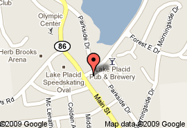 Image of Google Maps showing the Police Department's address to be 2693 Main Street Suite 104 Lake Placid, NY 12946