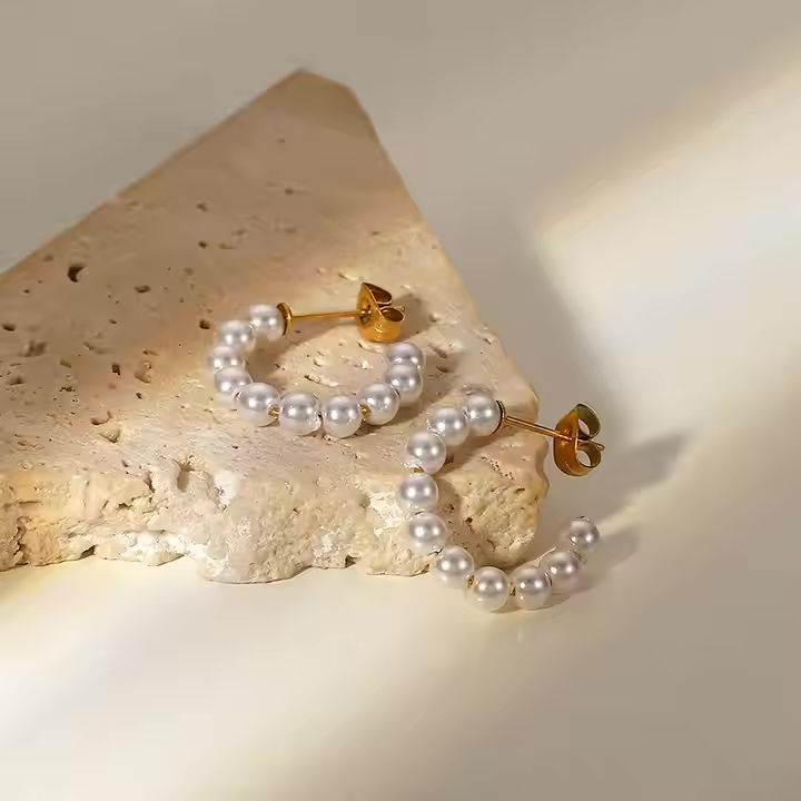 Thumbnail: Marbella Baroque Pearl Hoops Earrings