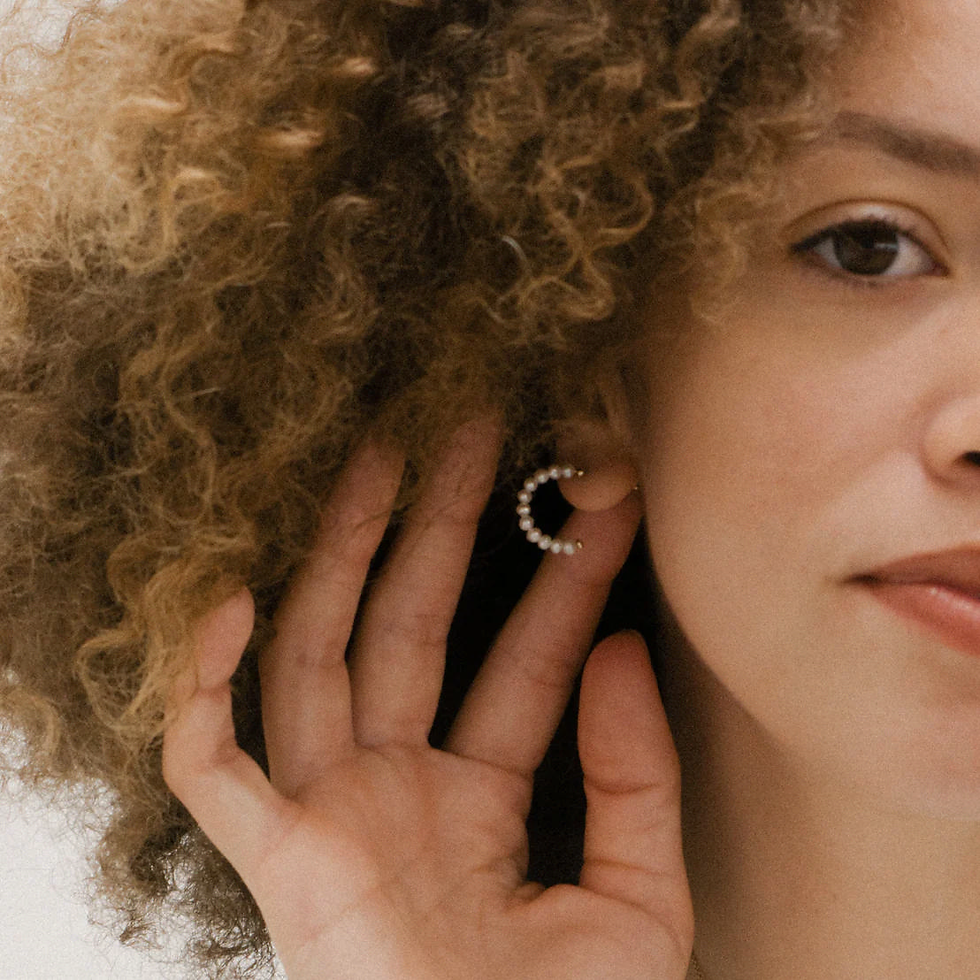 Thumbnail: Marbella Baroque Pearl Hoops Earrings