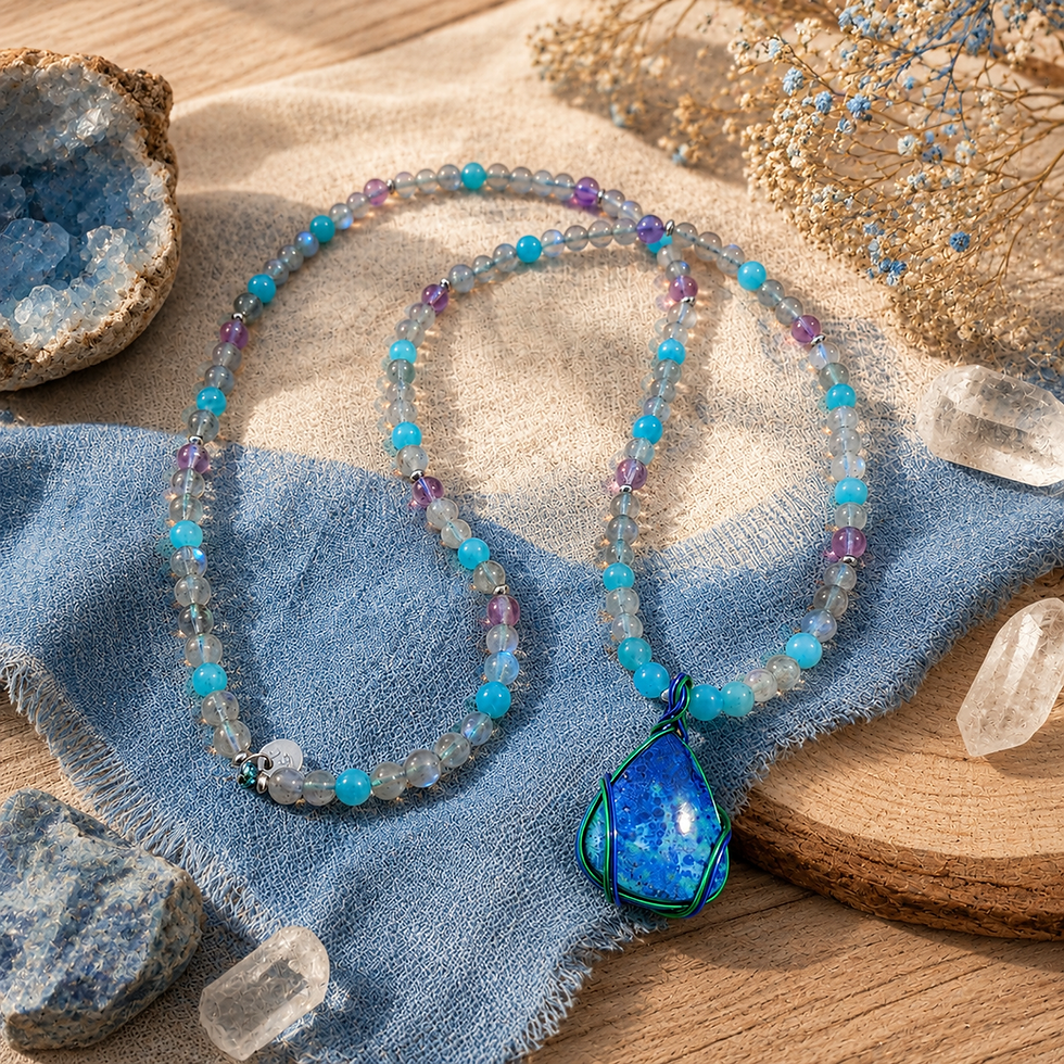 Sautoir "Éveil intérieur" azurite malachite