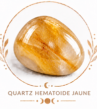 Quartz hématoïde jaune poli aux inclusions dorées, associé au chakra du plexus solaire