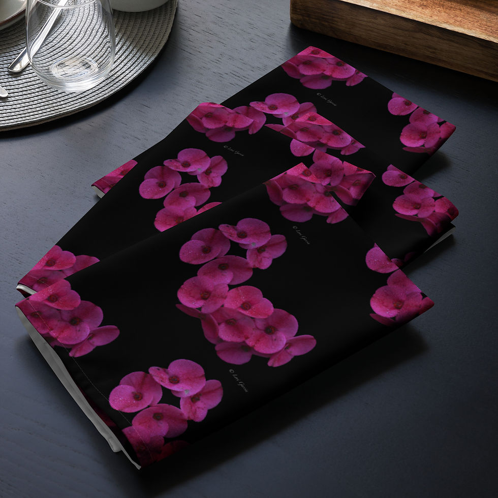 Thumbnail: Cloth napkin set  Magenta flower with blacked out background