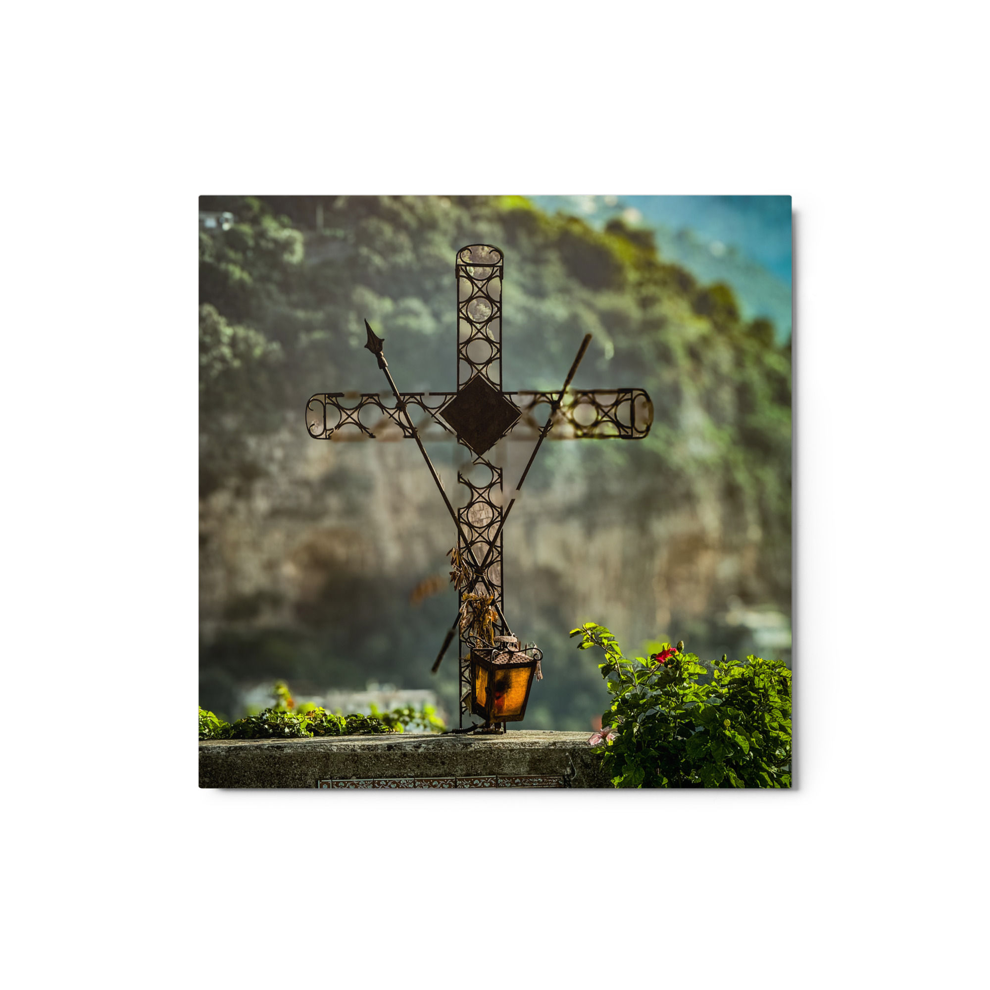 Metal prints A cross on the edge of The Amalfi Coast