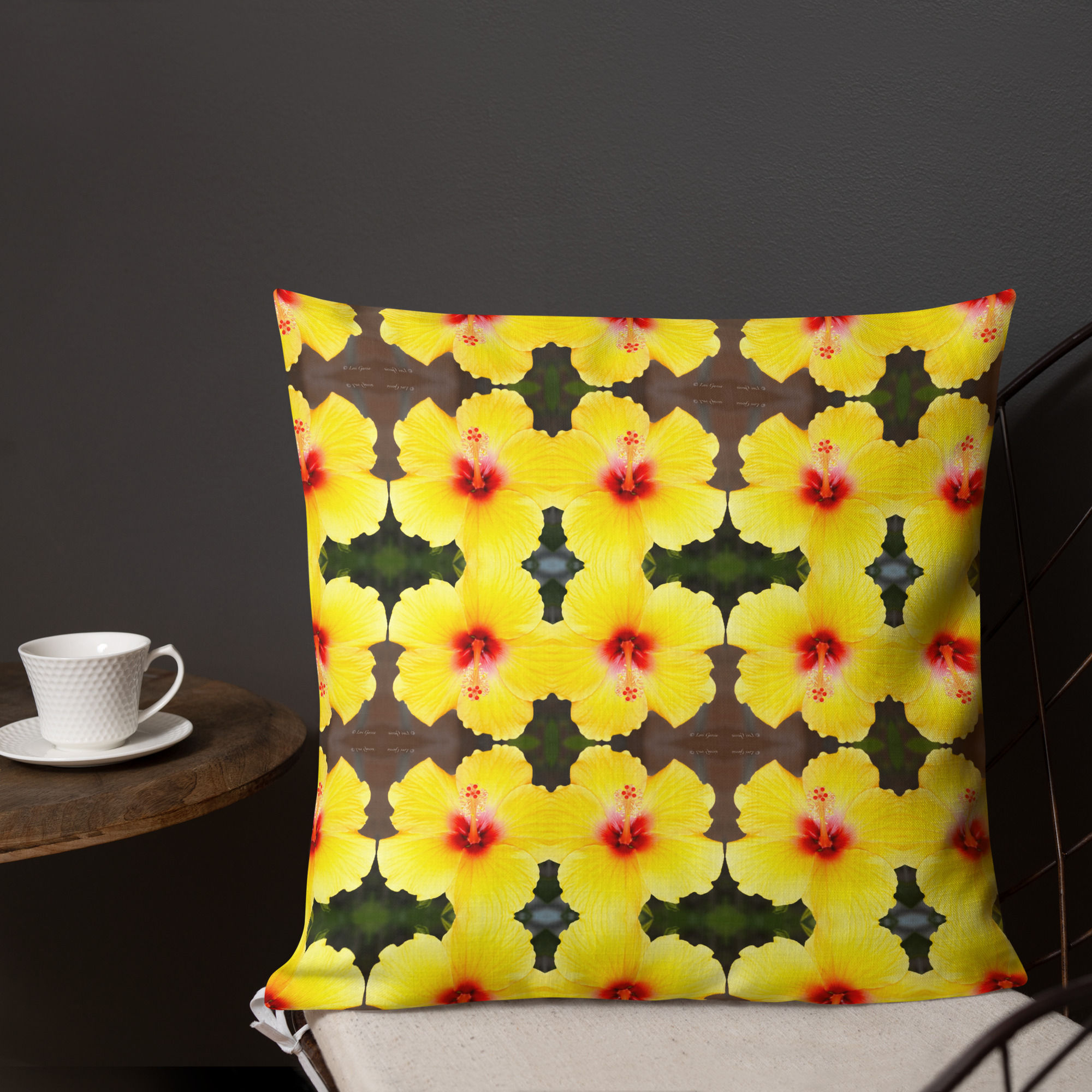 Premium Pillow Yellow Hibiscus