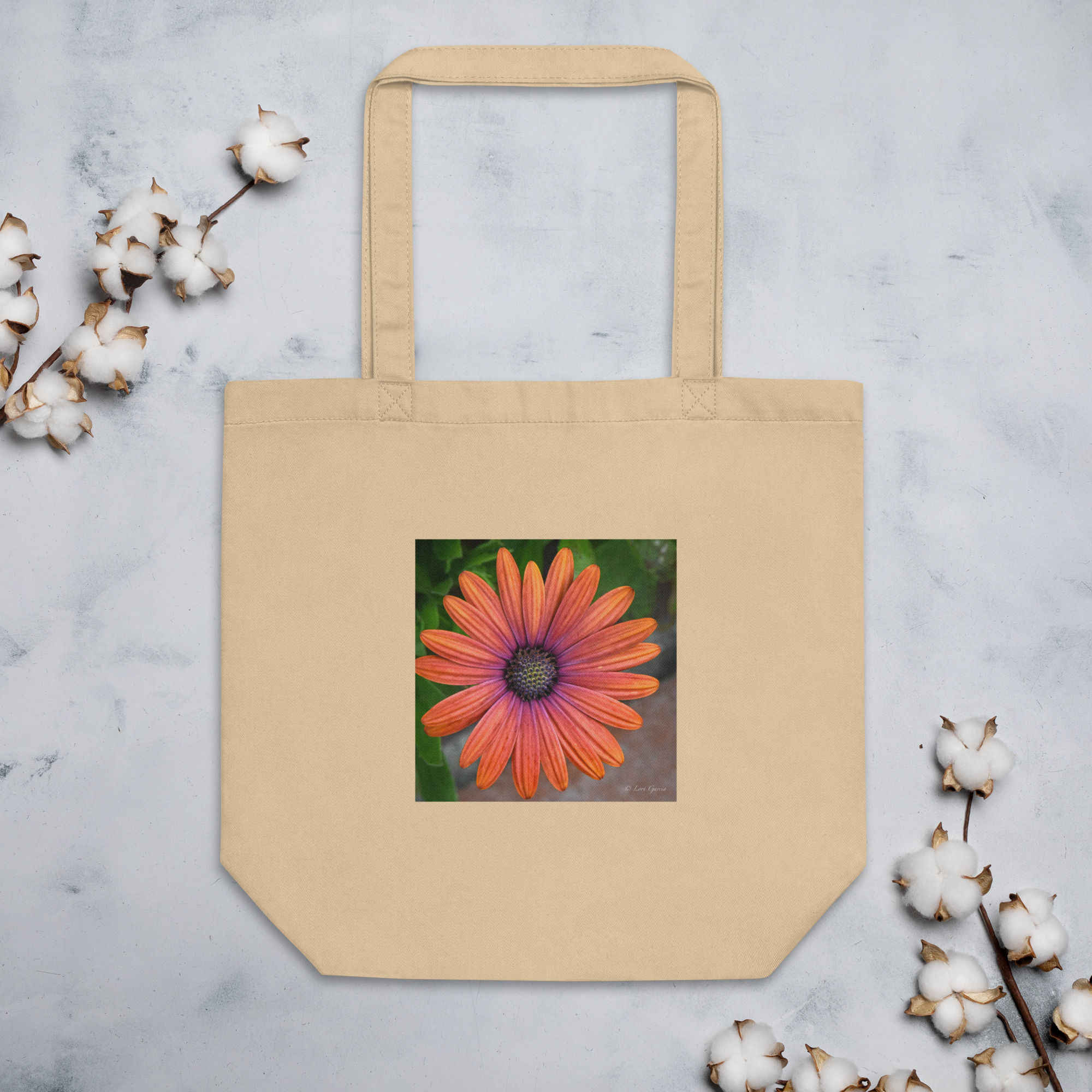 Eco Tote Bag with an orange flower