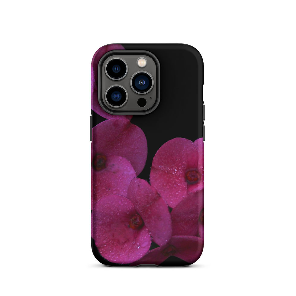 Thumbnail: Tough Case for iPhone®  Magenta flower with blacked out background