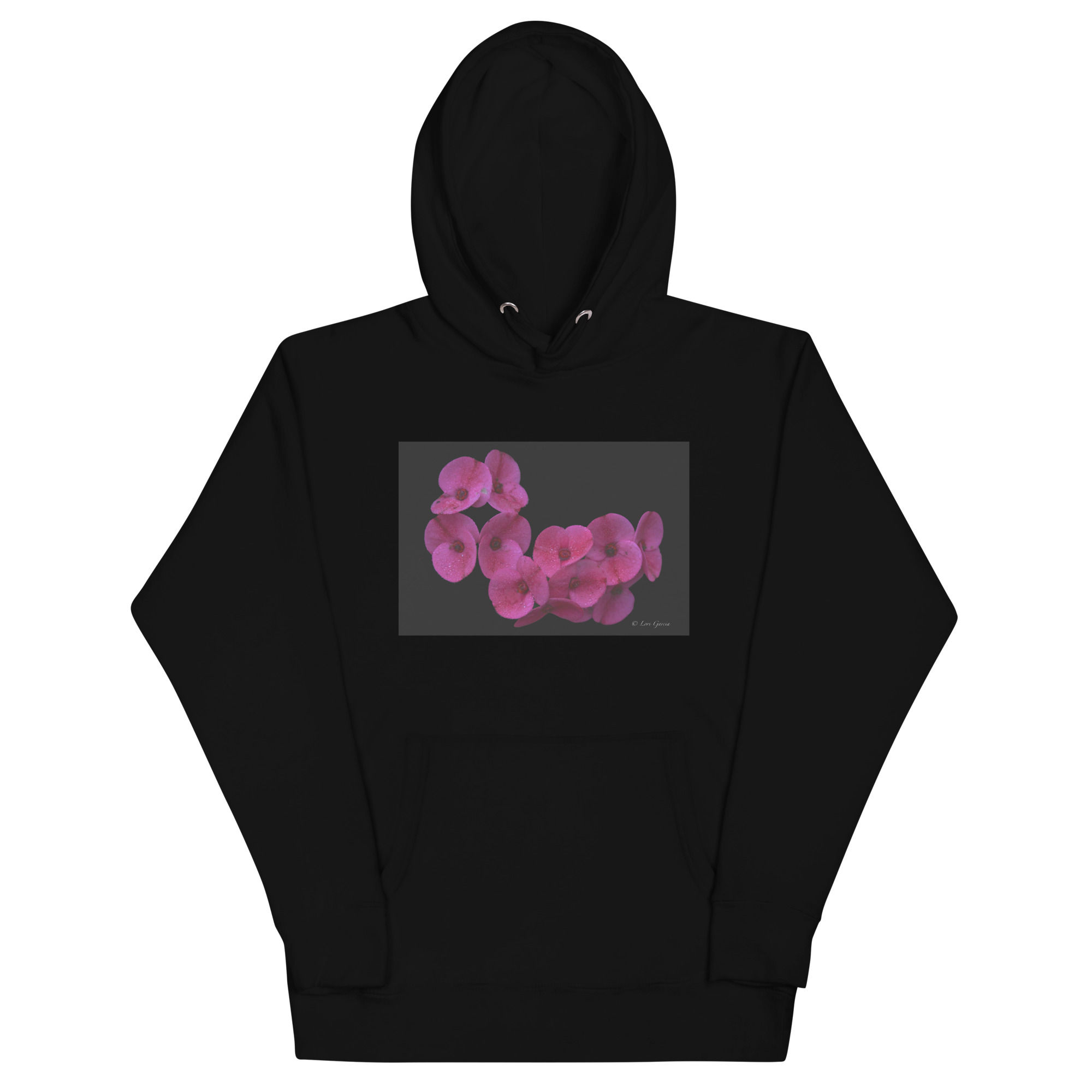 Unisex Hoodie Magenta flower with blacked out background