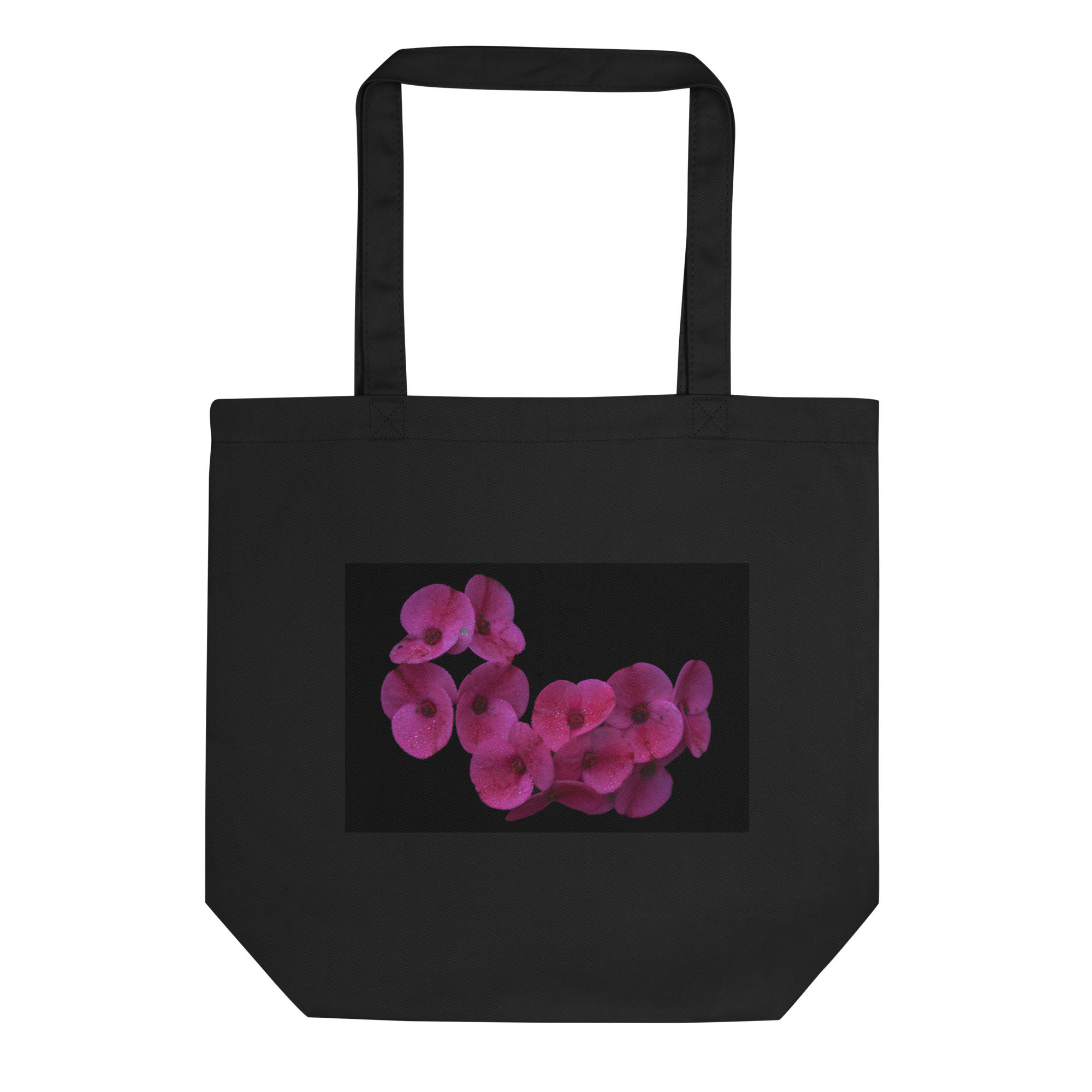 Eco Tote Bag Magenta flower with blacked out background