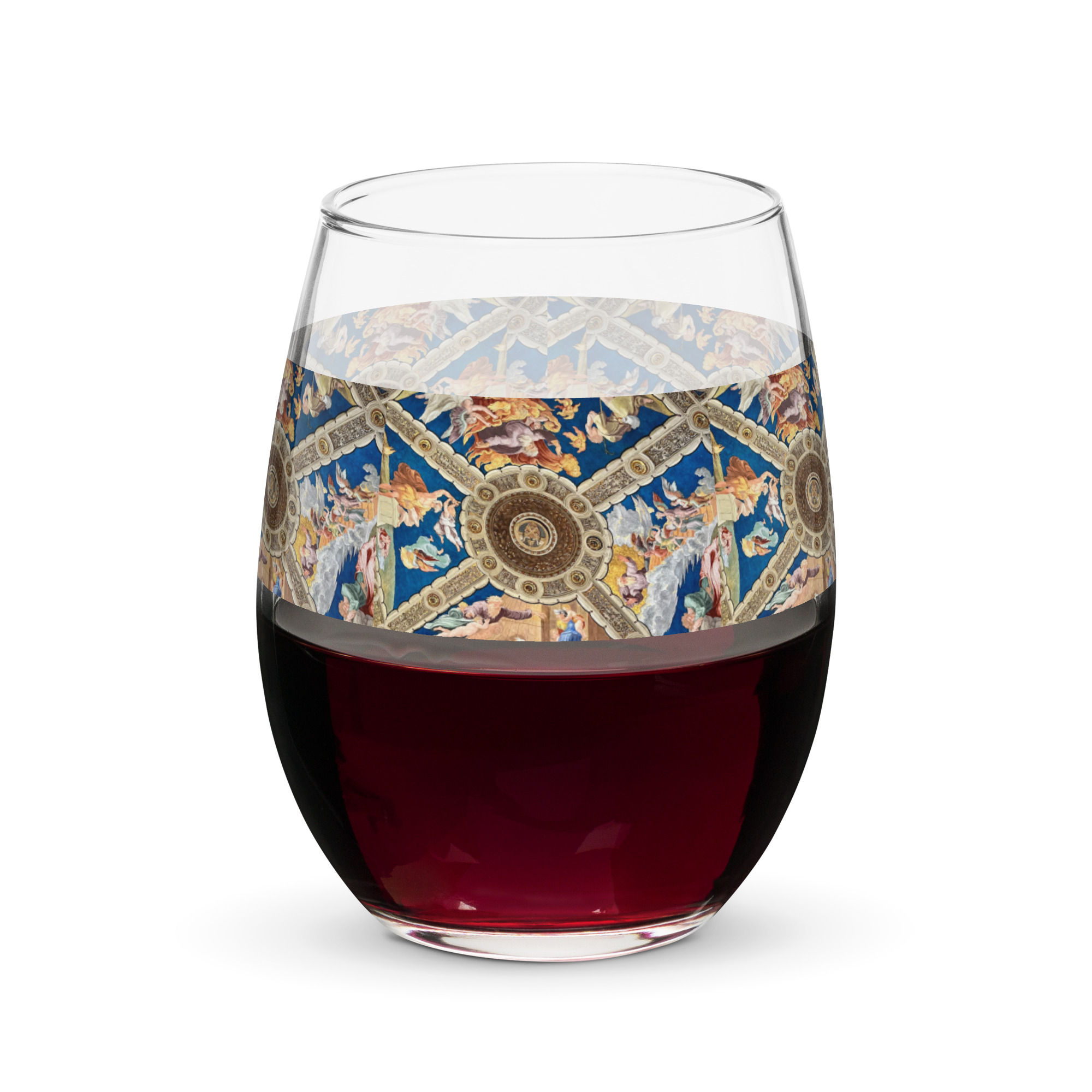 Stemless wine glass Vatican ceiling pattern