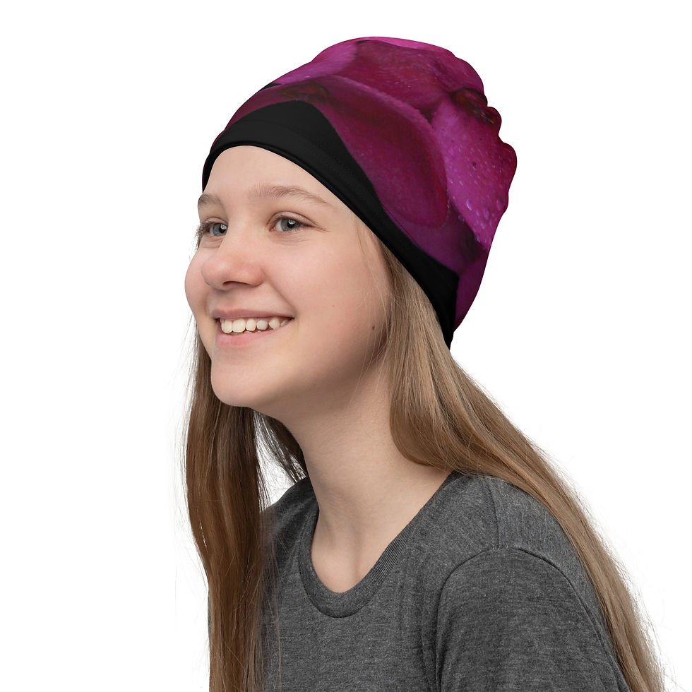 Thumbnail: Neck Gaiter  Magenta flower with blacked out background