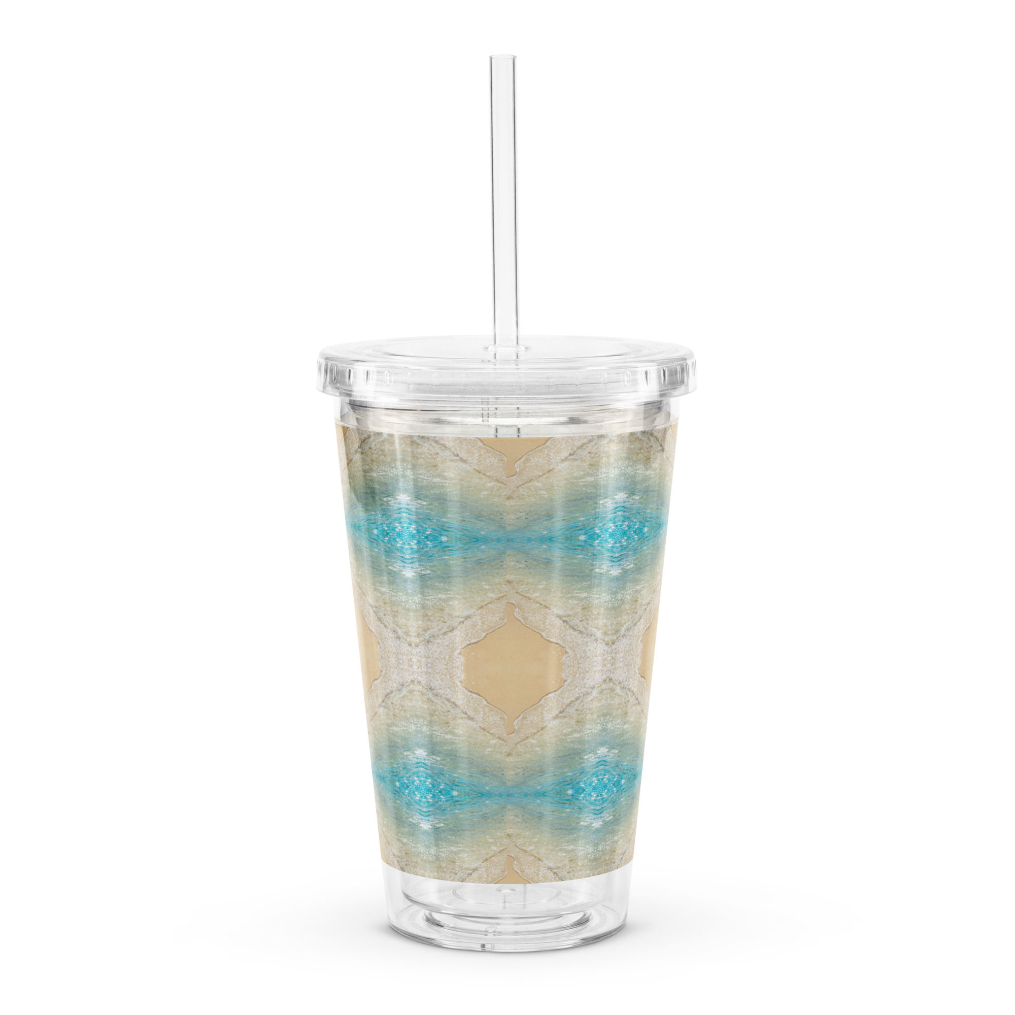 Clear plastic tumbler Caribbean Sea