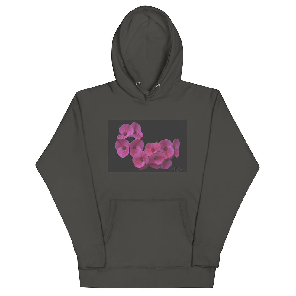 Thumbnail: Unisex Hoodie  Magenta flower with blacked out background