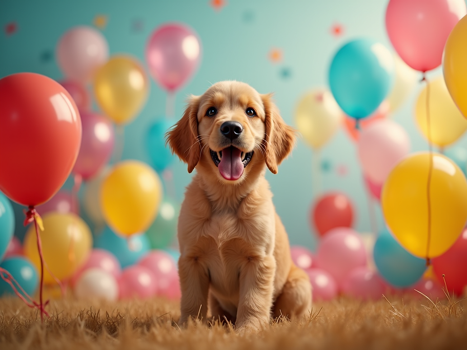 balloons festive celebration party dog.png