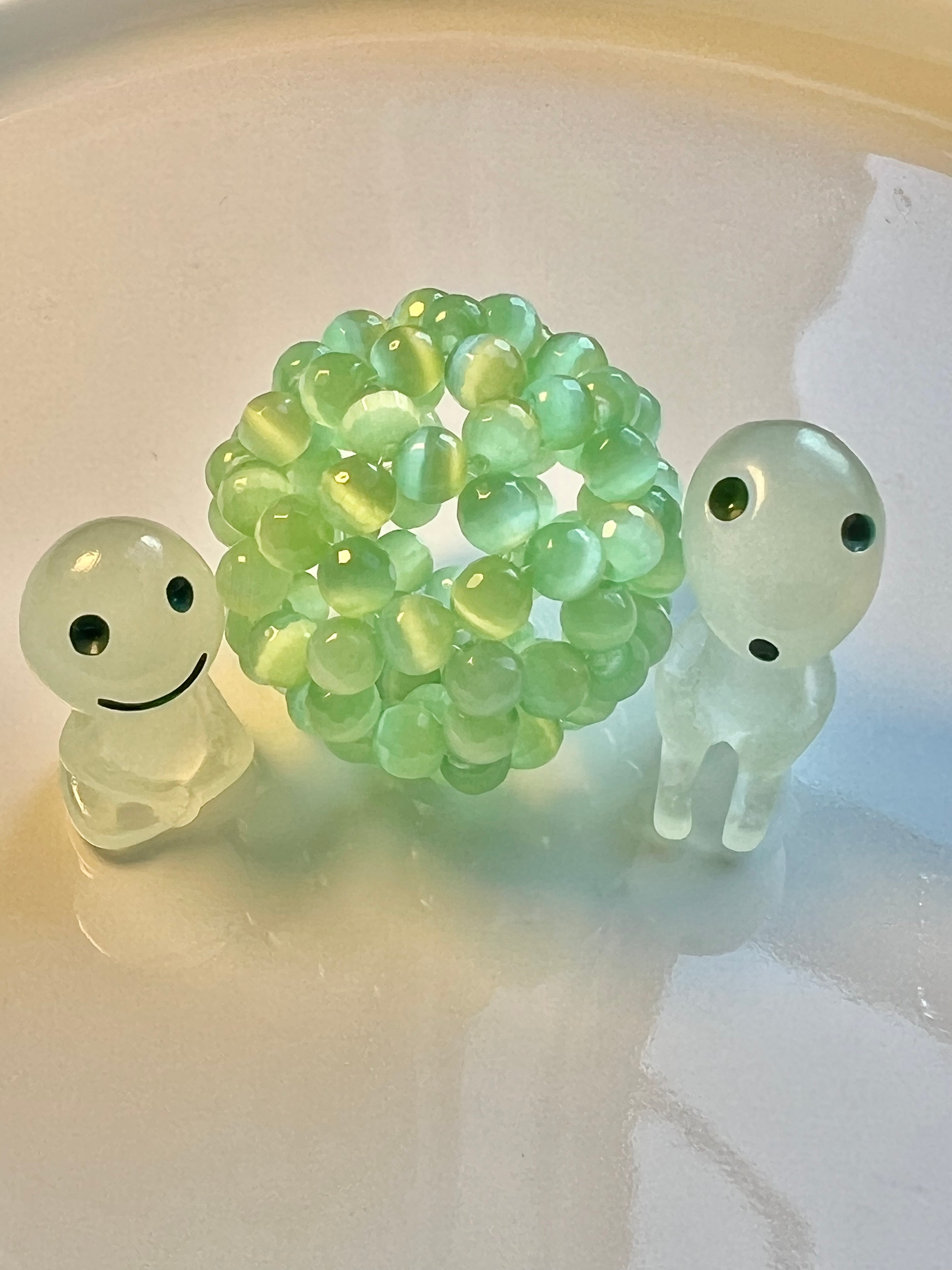 Green Cat's eye  | Natural Stone Fullerene Ball (no including fairies)