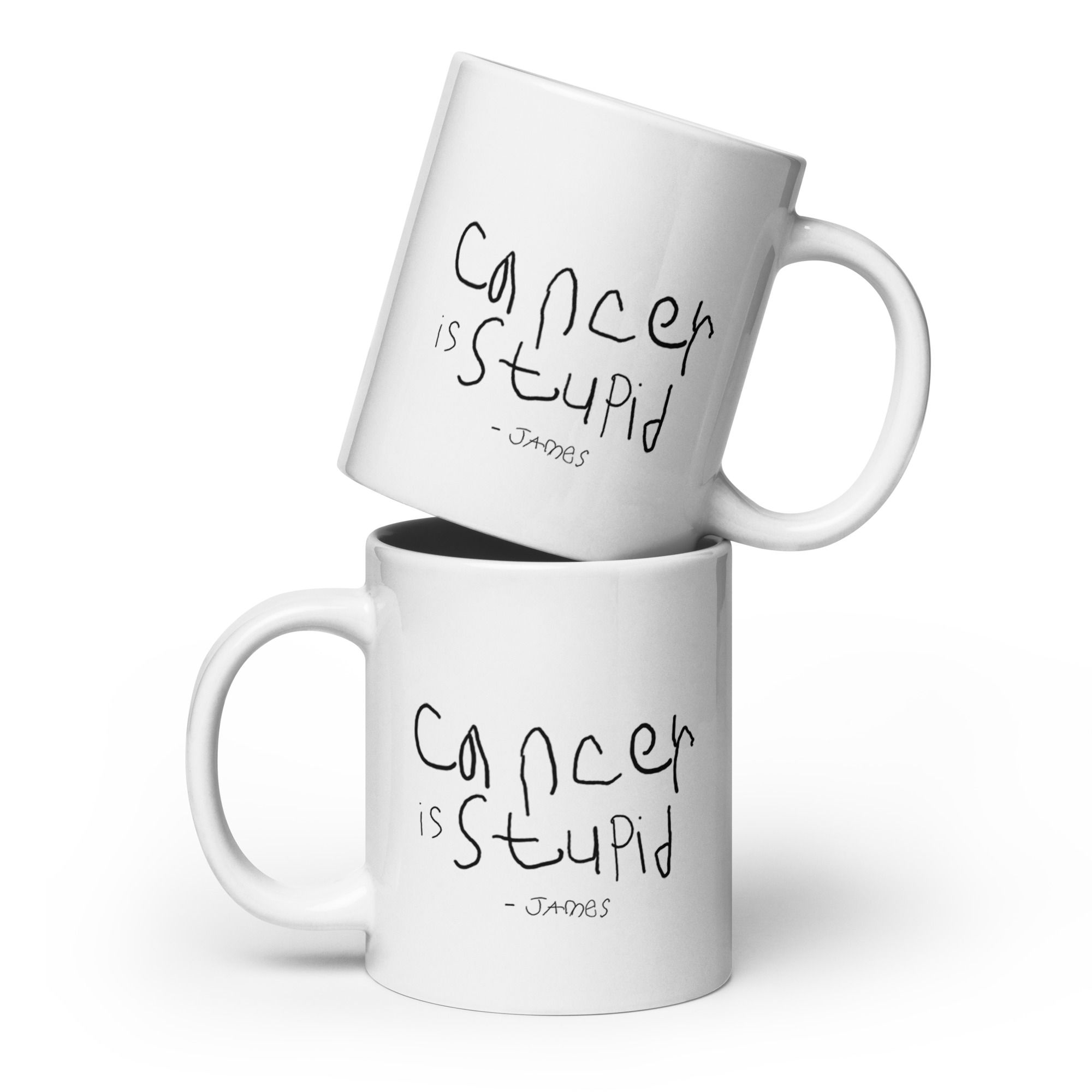 White glossy mug | Cancer is Stupid