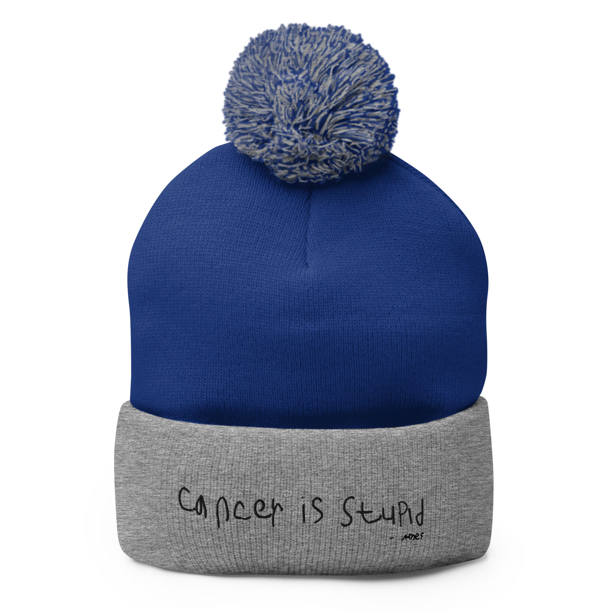 Pom-Pom Knit Cap | Cancer is Stupid