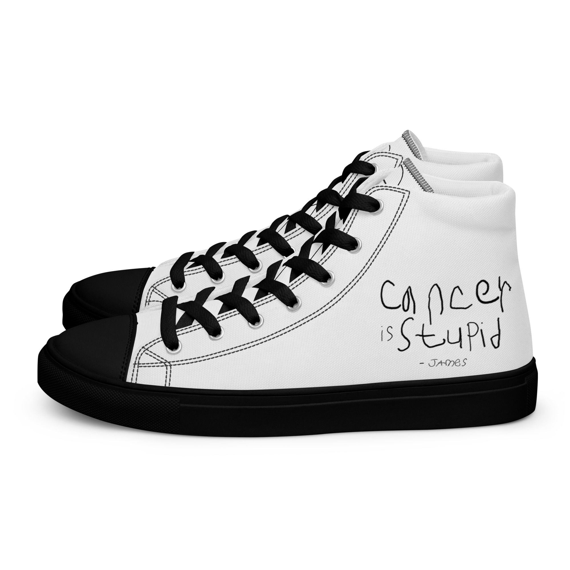 Men’s high top canvas shoes | Cancer is Stupid