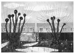 house and trees [ink on paper]
