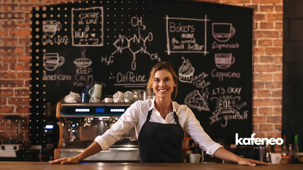 The image, titled "Who Opens Coffee Shops in South Africa?", is an infographic labeled "Profiles of Coffee Shop Owners in South Africa" on a black background. At the center is a gray circle labeled "Coffee Shop Owners" with a person icon, from which four sections branch out:
"Entrepreneurs" (green) with a lightbulb icon, noting individuals seeking business opportunities.
"Immigrants" (blue) with a globe icon, highlighting those bringing diverse coffee cultures.
"Corporates" (yellow) with a briefcase icon, explaining large companies expanding brands.
"Local Farmers" (orange) with a coffee plant icon, detailing growers diversifying into retail. The design uses a vibrant color scheme with simple icons to illustrate each owner profile, radiating from the central theme.