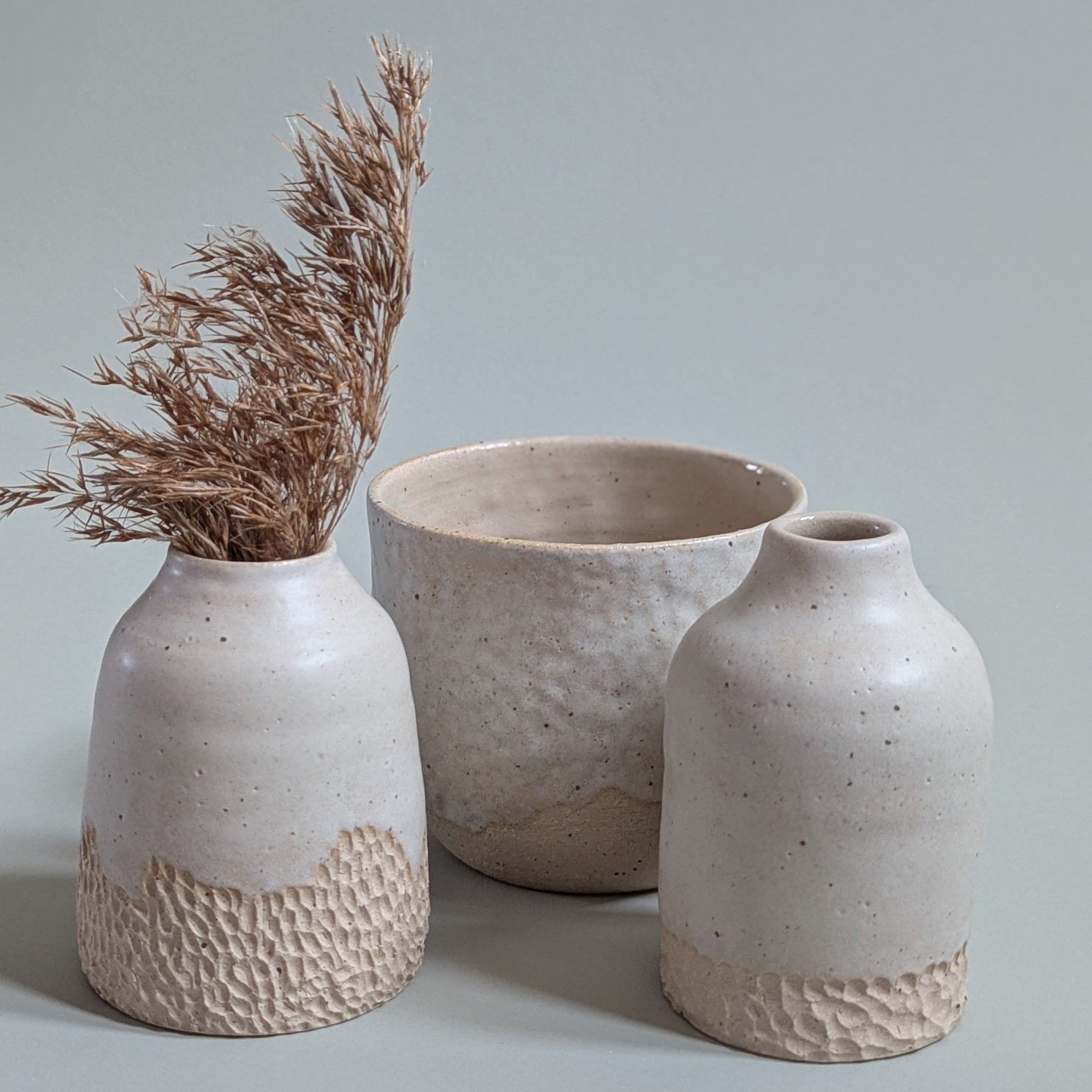 Muted cream vases