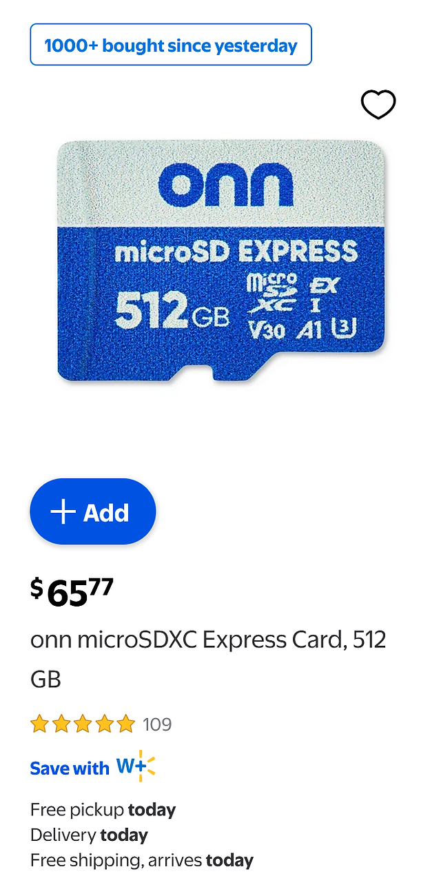 Onn MicroSDXC 512GB Price