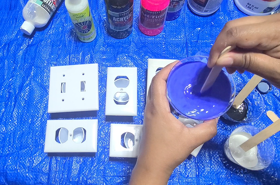 Stirring Blue Paint