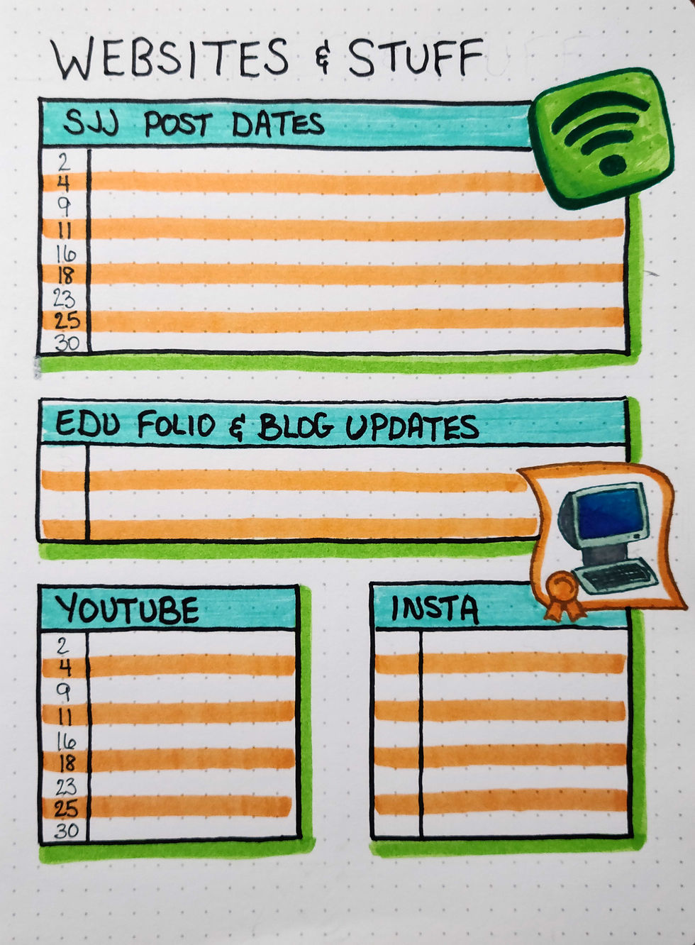 Websites and Stuff Post Schedules