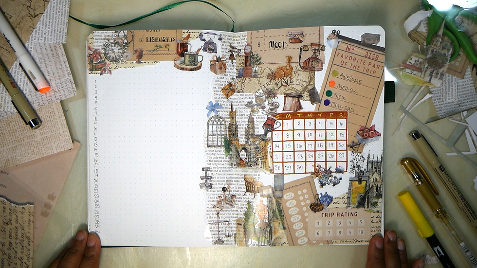 Highlights and Mood Pages ft. Torn Pattern Paper and Stickers