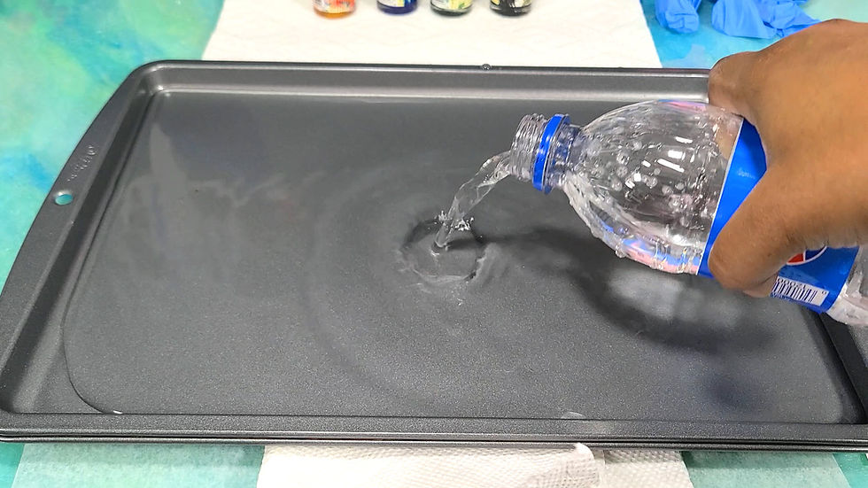 Pouring Water into a Baking Tray