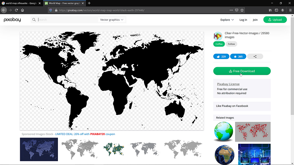 Pixabay.com World Map Silhouette Screenshot