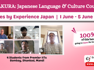 Students from IIT Bombay, IIT Dhanbad, IIT Mandi learning Japanese at Experience Japan. Online Classes - Sakura Course. Students are preparing to go to Japan. Students got 100% scholarship for internship in Japan