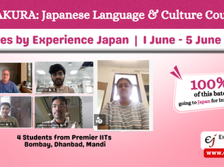 Students from IIT Bombay, IIT Dhanbad, IIT Mandi learning Japanese at Experience Japan. Online Classes - Sakura Course. Students are preparing to go to Japan. Students got 100% scholarship for internship in Japan