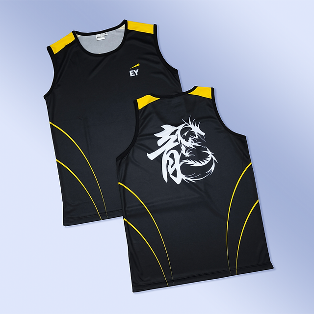 Sublimation printed tank tops with dragon print at the back
