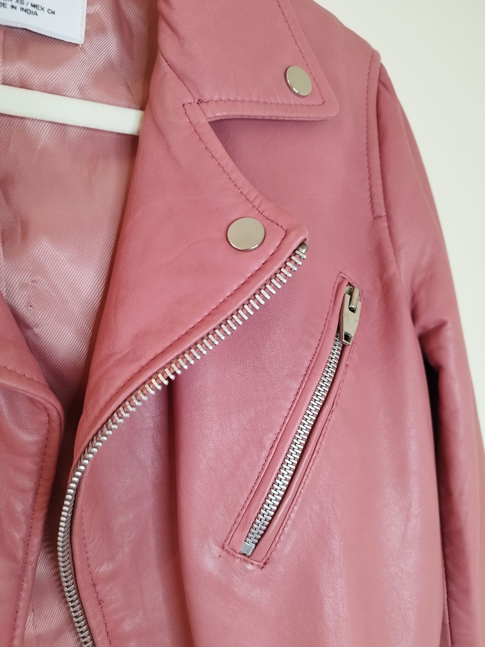 Thumbnail: Pink Leather Mango Jacket - Size 8/10