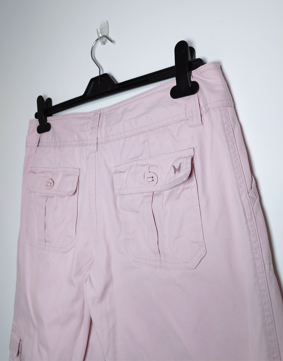 Thumbnail: Pink 3/4 length Y2K Cargo Trousers - Size 10