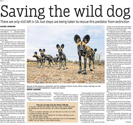 Article on African Wild Dogs by EWT