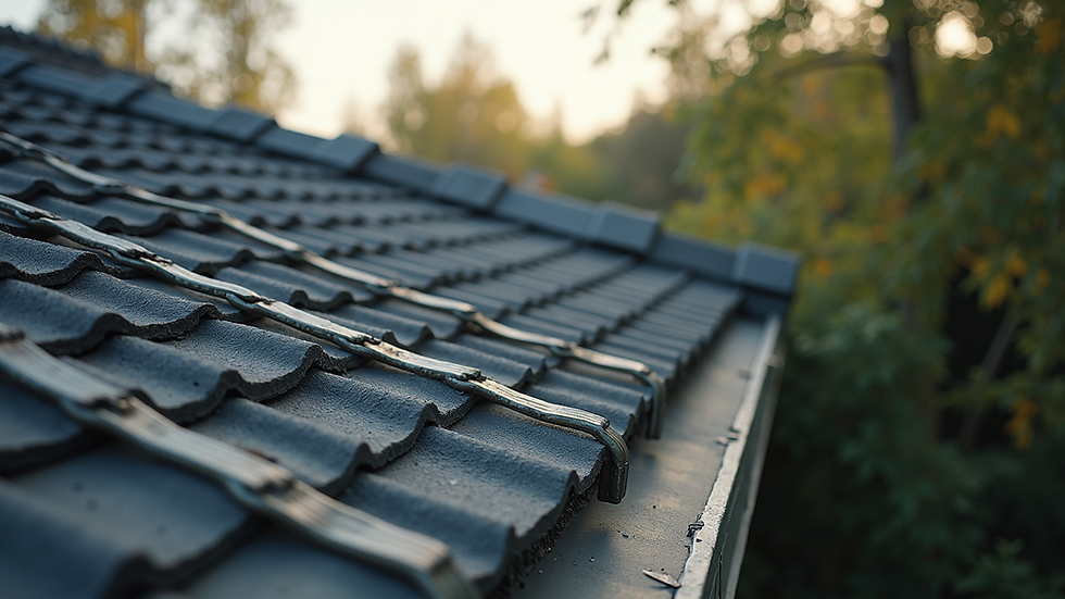 High angle view of a roof with hurricane straps installed