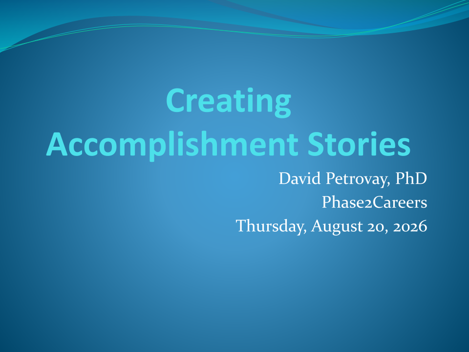 Creating Accomplishment Stories