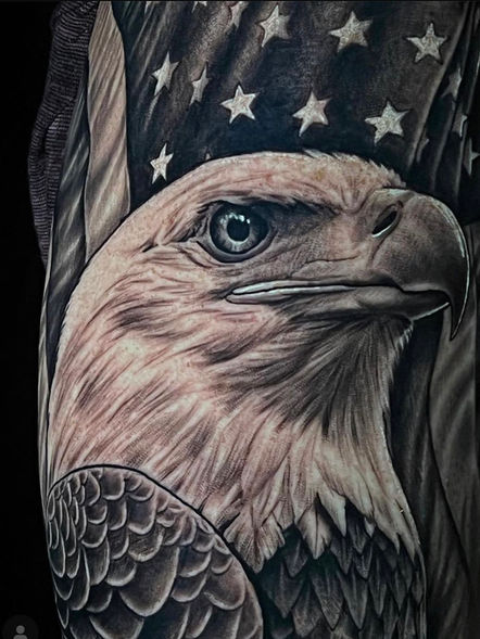 american flag eagle tattoo black and grey