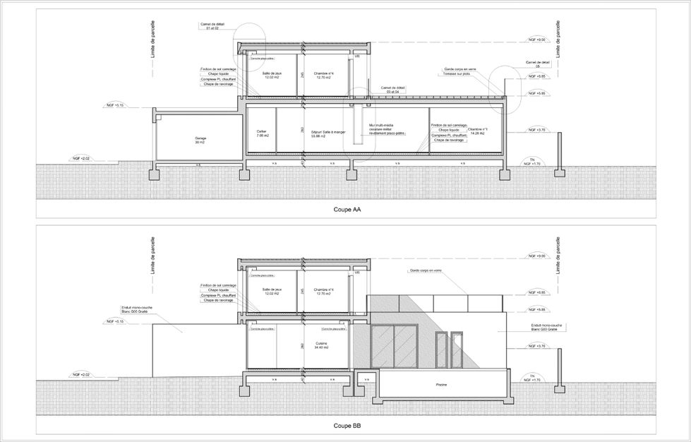coupes et plans de permis de construire
