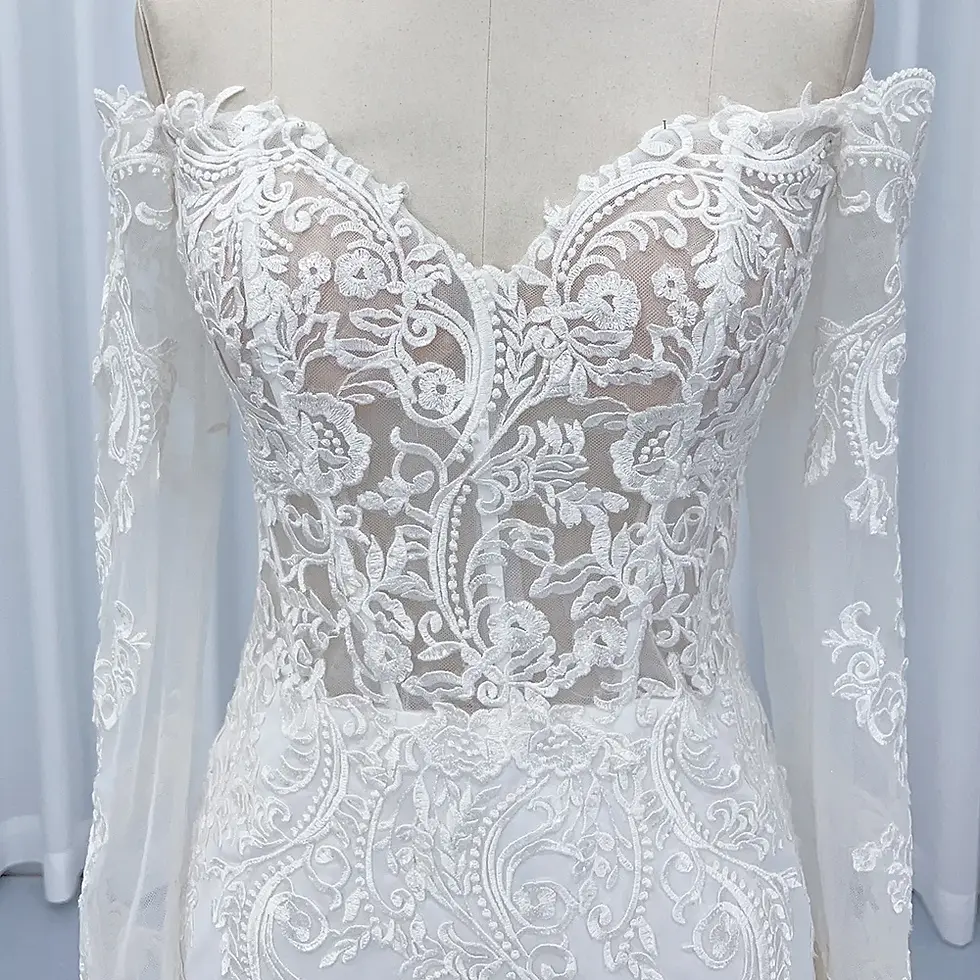Thumbnail: Shoulder v Neck Applique Vintage Plus Size Wedding Dress Lace Wedding Gown