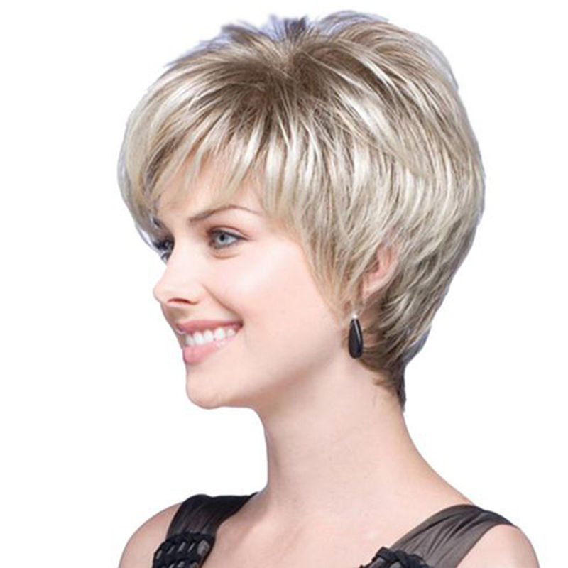 Thumbnail: Human Hair Full Lace Wig for White Women Black Women Synthetic Hair